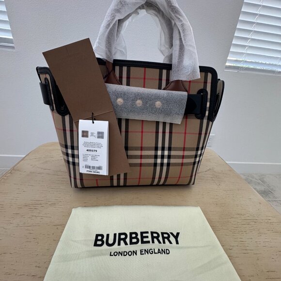 Burberry Small Vintage Check, Triple Stud Tote Bag, Archive Beige - Picture 2 of 14